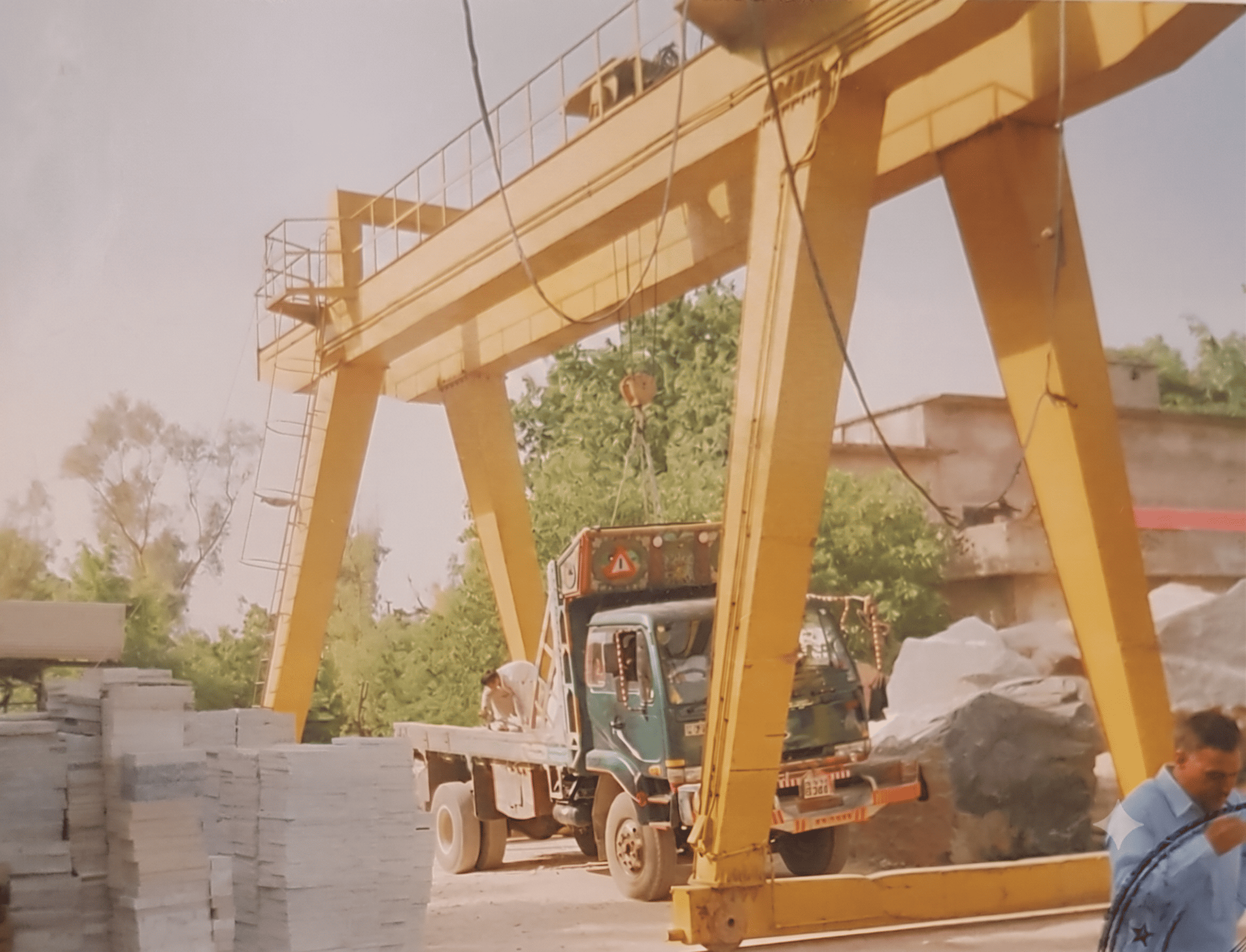 Heavy crane at the stone yard