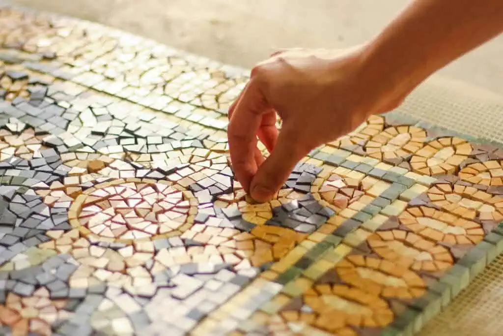 Handcrafted mosaic tile pattern and inlay work